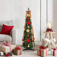 HKM-146643 Pre-Lit Artificial Christmas Tree with 50 Warm White LEDs - 120 cm, Art Deco Style, PVC Material