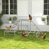 HKM-1467709 Chicken Roost Swing Set with Wooden Stand, Ladder Platforms for 10-15 Chickens