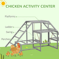 HKM-1467709 Chicken Roost Swing Set with Wooden Stand, Ladder Platforms for 10-15 Chickens