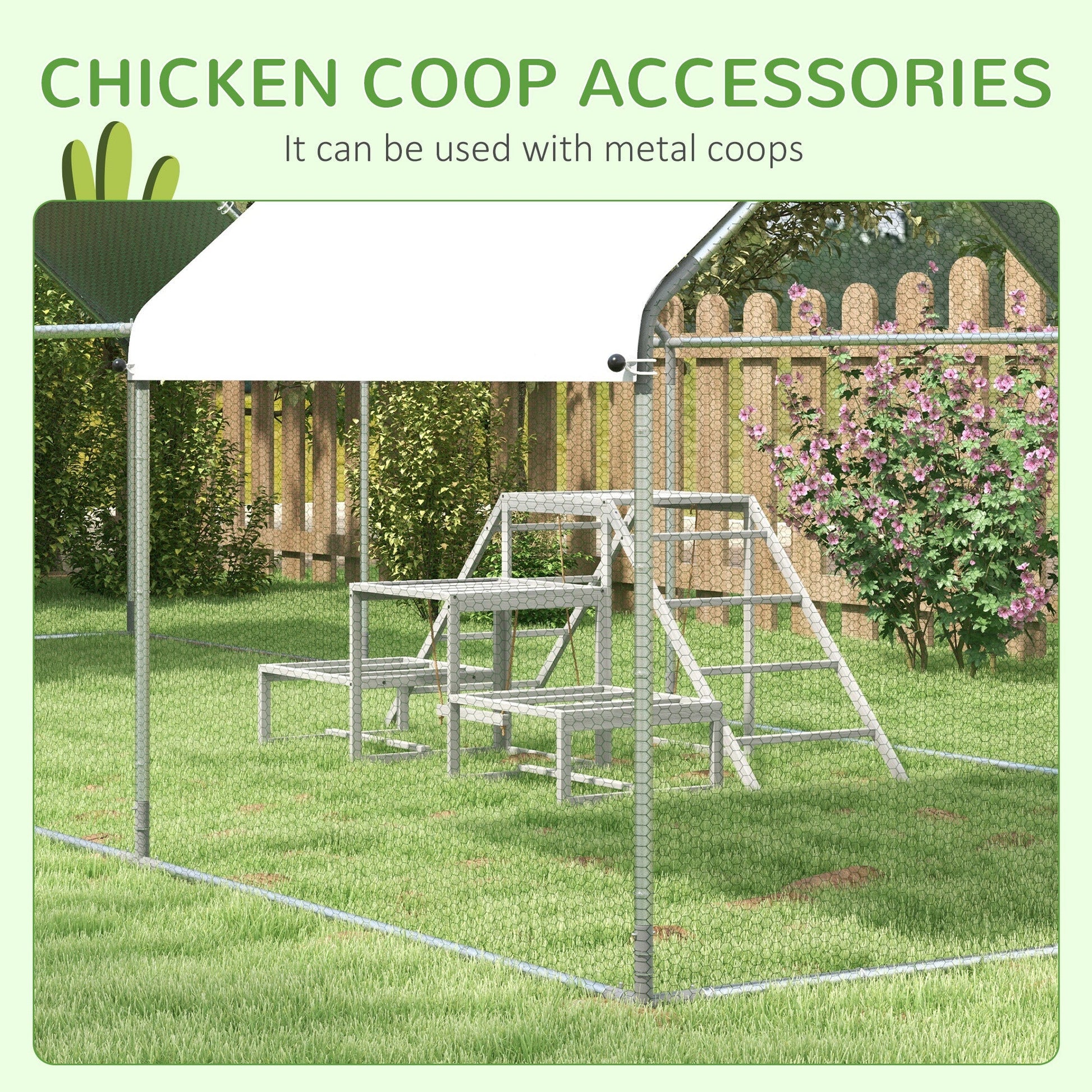 HKM-1467709 Chicken Roost Swing Set with Wooden Stand, Ladder Platforms for 10-15 Chickens