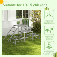 HKM-1467709 Chicken Roost Swing Set with Wooden Stand, Ladder Platforms for 10-15 Chickens