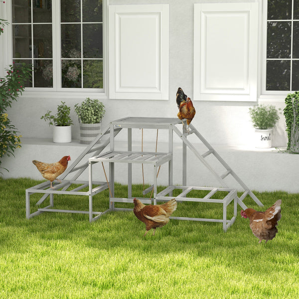 HKM-1467709 Chicken Roost Swing Set with Wooden Stand, Ladder Platforms for 10-15 Chickens
