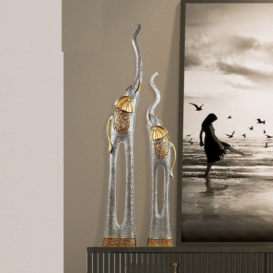 HKM-146771 Creative Versatile Elephant Retro Ornament - Modern Resin Decoration in Various Styles and Colors