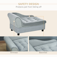 HKM-1468093 Luxury Small Dog Bed with Hidden Storage and Soft Foam Cushion, Modern Pet Sofa for Small Breeds, Grey