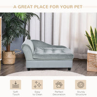 HKM-1468093 Luxury Small Dog Bed with Hidden Storage and Soft Foam Cushion, Modern Pet Sofa for Small Breeds, Grey