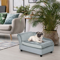 HKM-1468093 Luxury Small Dog Bed with Hidden Storage and Soft Foam Cushion, Modern Pet Sofa for Small Breeds, Grey