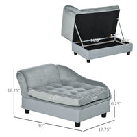 HKM-1468093 Luxury Small Dog Bed with Hidden Storage and Soft Foam Cushion, Modern Pet Sofa for Small Breeds, Grey