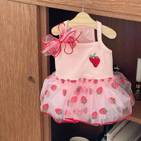 HKM-1468221 Cute Mesh Strawberry Strap Dress for Dogs - Multiple Colors Available