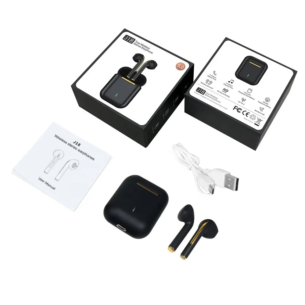 HKM-146835 Mini Bluetooth Wireless Earphones J18 TWS with Quality Sound and Compact Design