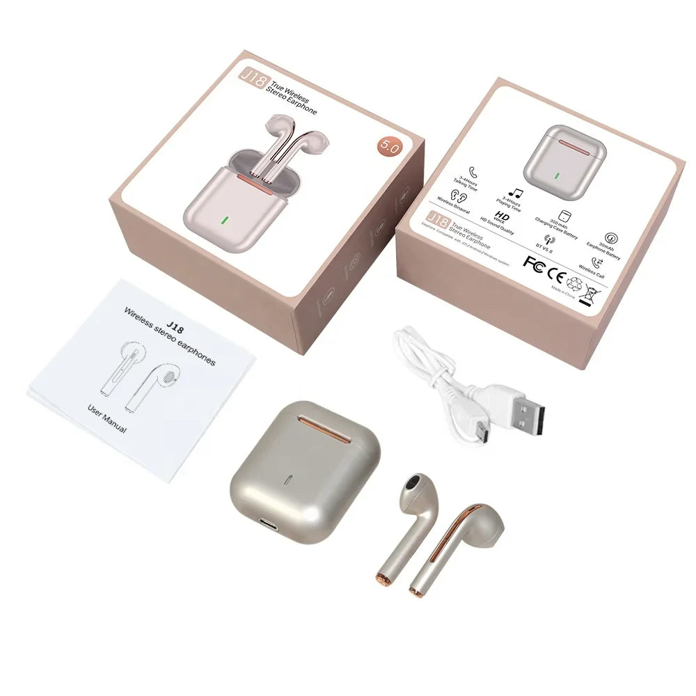 HKM-146835 Mini Bluetooth Wireless Earphones J18 TWS with Quality Sound and Compact Design