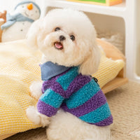 HKM-1468605 Cozy Winter Sweater with Leash Hole for Small Dogs and Cats in Striped Design
