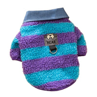 HKM-1468605 Cozy Winter Sweater with Leash Hole for Small Dogs and Cats in Striped Design