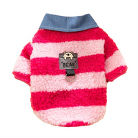 HKM-1468605 Cozy Winter Sweater with Leash Hole for Small Dogs and Cats in Striped Design