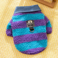 HKM-1468605 Cozy Winter Sweater with Leash Hole for Small Dogs and Cats in Striped Design