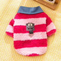 HKM-1468605 Cozy Winter Sweater with Leash Hole for Small Dogs and Cats in Striped Design