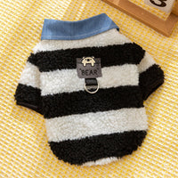 HKM-1468605 Cozy Winter Sweater with Leash Hole for Small Dogs and Cats in Striped Design