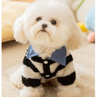 HKM-1468605 Cozy Winter Sweater with Leash Hole for Small Dogs and Cats in Striped Design