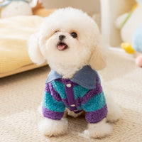 HKM-1468605 Cozy Winter Sweater with Leash Hole for Small Dogs and Cats in Striped Design