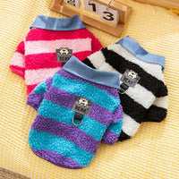 HKM-1468605 Cozy Winter Sweater with Leash Hole for Small Dogs and Cats in Striped Design