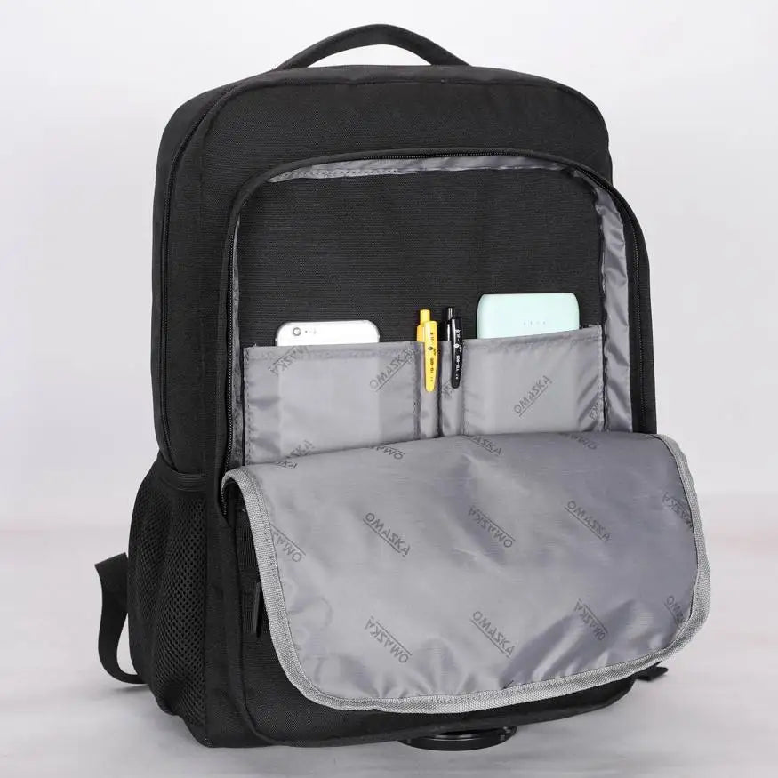 HKM-146899 17-Inch Waterproof Nylon Laptop Backpack with USB Charging Port for Men