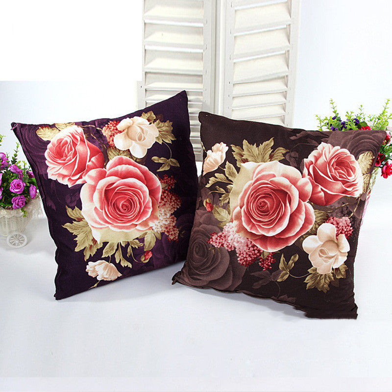 HKM-146899 Peony Printing and Dyeing Classic European Style Pillow Cover - Super Soft Polyester Cotton, 45x45cm, Suitable for Various Spaces
