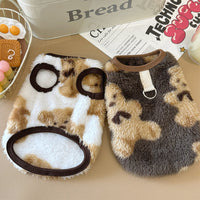 HKM-1469629 Fleece-Lined Winter Pet Dog Clothes in Gray, Brown, and White - Multiple Sizes Available