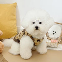 HKM-1469629 Fleece-Lined Winter Pet Dog Clothes in Gray, Brown, and White - Multiple Sizes Available