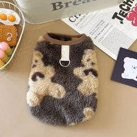 HKM-1469629 Fleece-Lined Winter Pet Dog Clothes in Gray, Brown, and White - Multiple Sizes Available