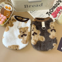 HKM-1469629 Fleece-Lined Winter Pet Dog Clothes in Gray, Brown, and White - Multiple Sizes Available