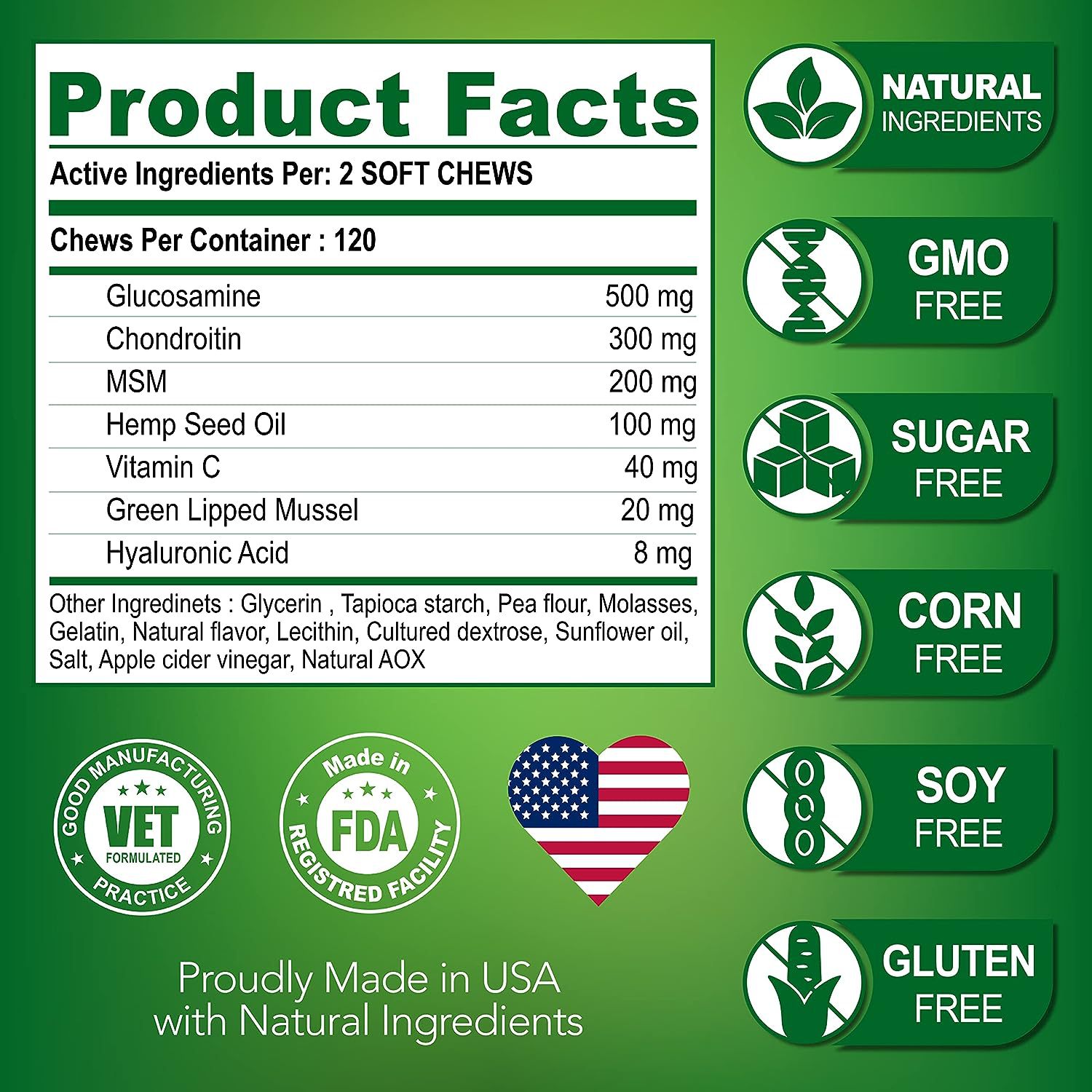 HKM-1469885 Hip & Joint Health Chewable Tablets for Pets with Chondroitin - 300g