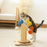 HKM-1470013 Solid Wood Cat Scratch Board with Ferris Wheel Design and Sisal Hemp Material