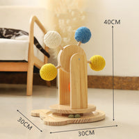 HKM-1470013 Solid Wood Cat Scratch Board with Ferris Wheel Design and Sisal Hemp Material