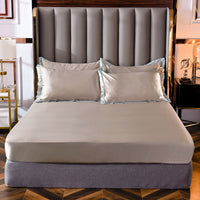 HKM-147155 Washed Silk Fitted Sheet in Solid Color – Modern Simplicity for Your Bedroom Comfort
