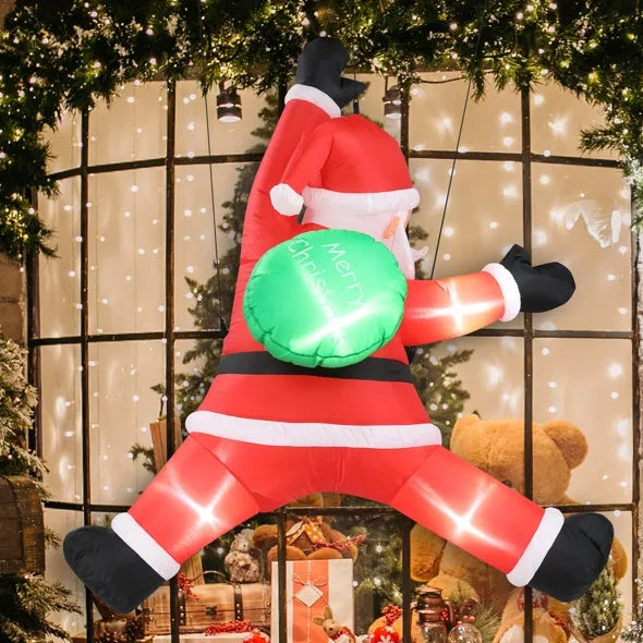 HKM-147283 Lighted Inflatable Santa Claus Decoration with Gift Bag for Holiday Lawn and Garden Display