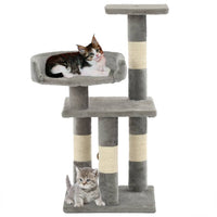 HKM-1473085 Versatile Cat Scratching Post with Sisal Columns, Plush Surface, and Viewing Platforms - 65 cm