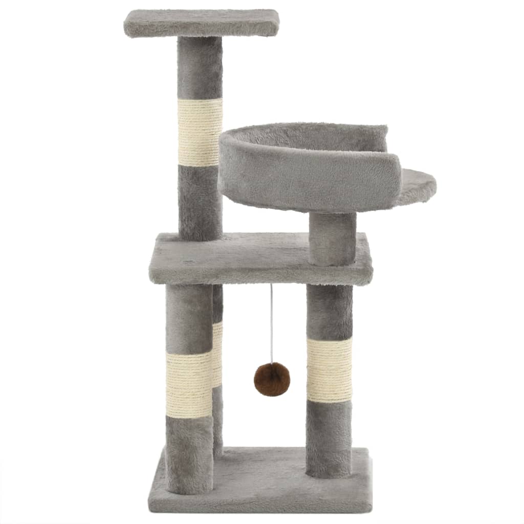 HKM-1473085 Versatile Cat Scratching Post with Sisal Columns, Plush Surface, and Viewing Platforms - 65 cm