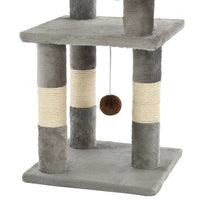 HKM-1473085 Versatile Cat Scratching Post with Sisal Columns, Plush Surface, and Viewing Platforms - 65 cm