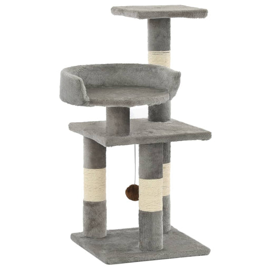 HKM-1473085 Versatile Cat Scratching Post with Sisal Columns, Plush Surface, and Viewing Platforms - 65 cm