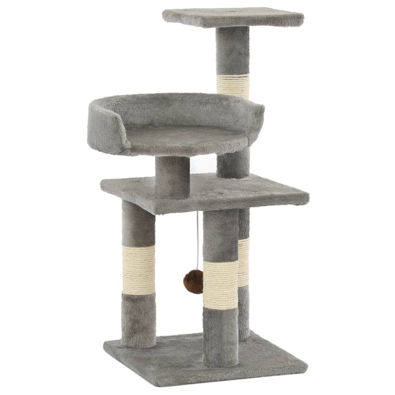 HKM-1473085 Versatile Cat Scratching Post with Sisal Columns, Plush Surface, and Viewing Platforms - 65 cm