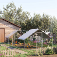HKM-1473469 Metal Chicken Run with Waterproof Anti-UV Cover, 9.8' x 26.2' x 6.6', Ideal for Outdoor Poultry and Small Animals