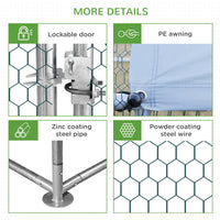 HKM-1473469 Metal Chicken Run with Waterproof Anti-UV Cover, 9.8' x 26.2' x 6.6', Ideal for Outdoor Poultry and Small Animals
