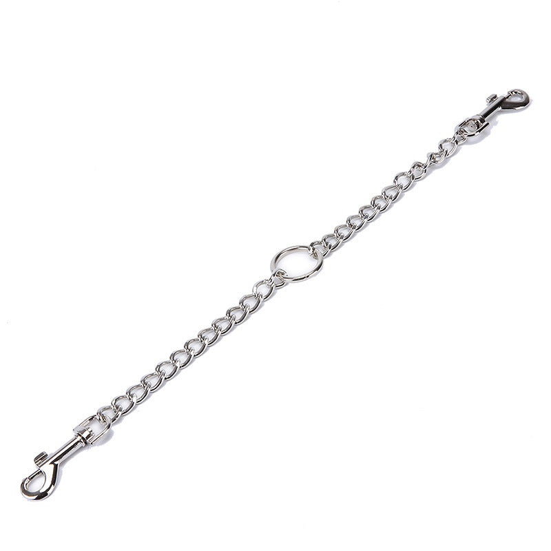 HKM-1473597 Chrome-Plated Iron Chain Dog Collar with Dual Buckles and Multi-Purpose Leash Functionality
