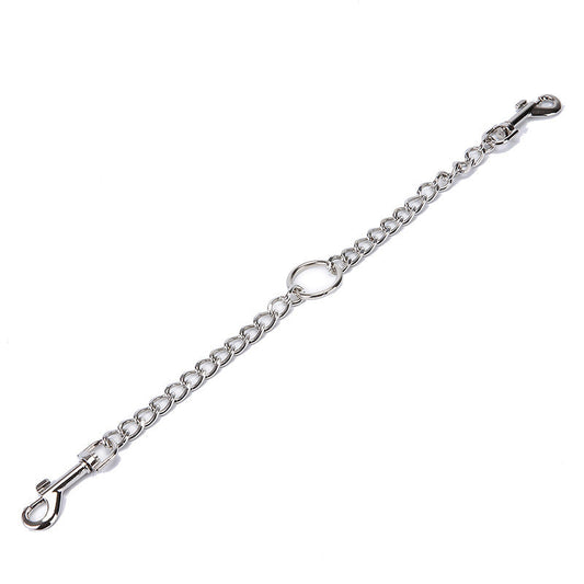 HKM-1473597 Chrome-Plated Iron Chain Dog Collar with Dual Buckles and Multi-Purpose Leash Functionality
