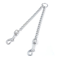 HKM-1473597 Chrome-Plated Iron Chain Dog Collar with Dual Buckles and Multi-Purpose Leash Functionality