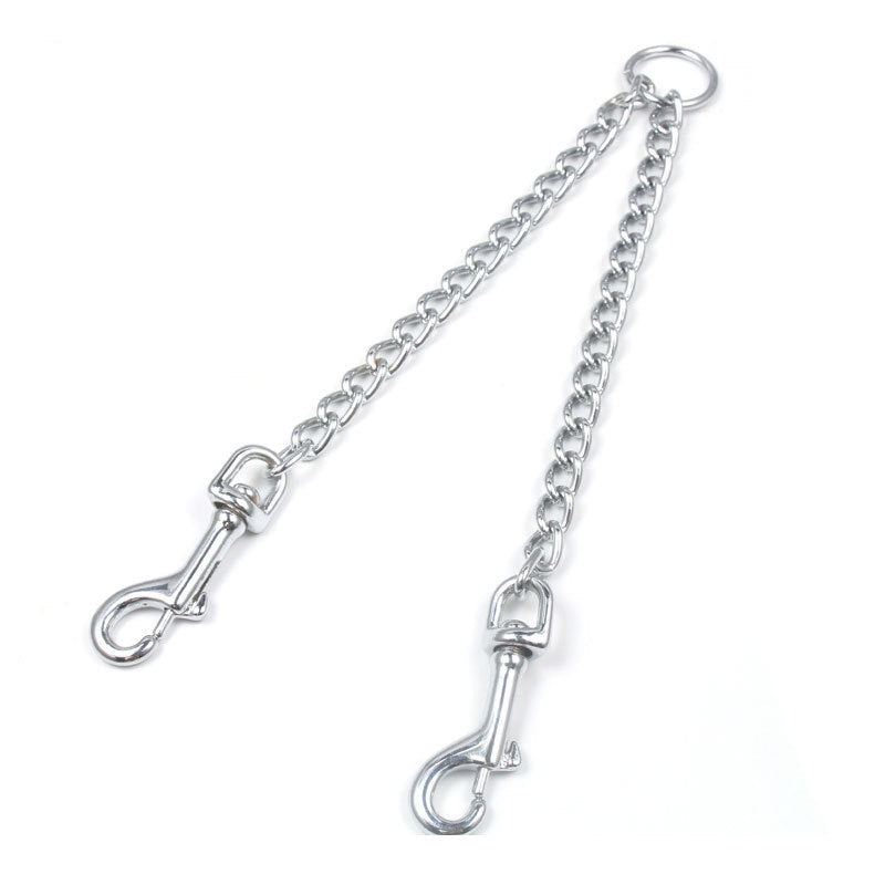 HKM-1473597 Chrome-Plated Iron Chain Dog Collar with Dual Buckles and Multi-Purpose Leash Functionality