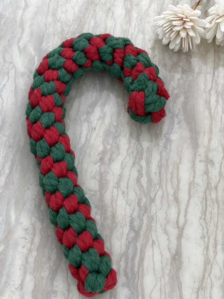 HKM-1474621 Hand-Knitted Christmas Suit Cotton Rope Pet Chew Toy