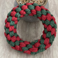 HKM-1474621 Hand-Knitted Christmas Suit Cotton Rope Pet Chew Toy