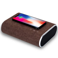 HKM-147539 Wireless Charging Bluetooth Speaker with Dual Stereo Sound and Over-Voltage Protection – Khaki/Dark Brown