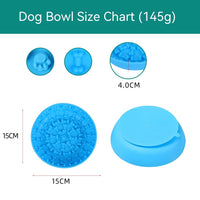 HKM-1475773 Non-slip Silicone Pet Slow Feeding Bowl with Suction Cup - 15x12x4cm, Food Grade Material in Blue or Green