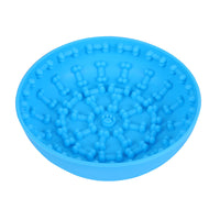 HKM-1475773 Non-slip Silicone Pet Slow Feeding Bowl with Suction Cup - 15x12x4cm, Food Grade Material in Blue or Green